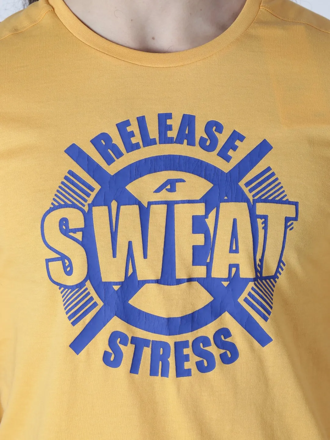 Alcis Mens Printed Sweat Yellow T-Shirt-S-Yellow Sun Beam Resort Mood