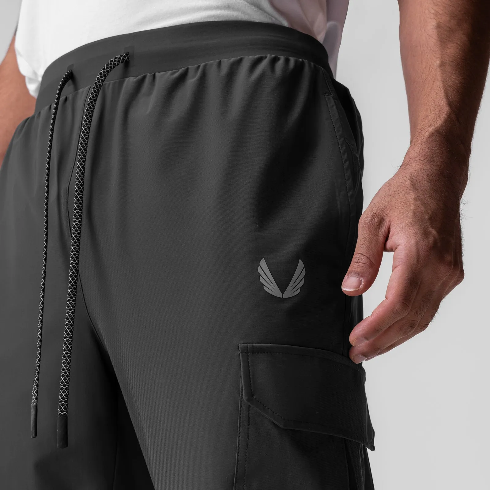 High Rise Design Wrinkle Resistant 0825. Tetra-Lite? Cargo High Rib Jogger - Space Grey "Reflective"