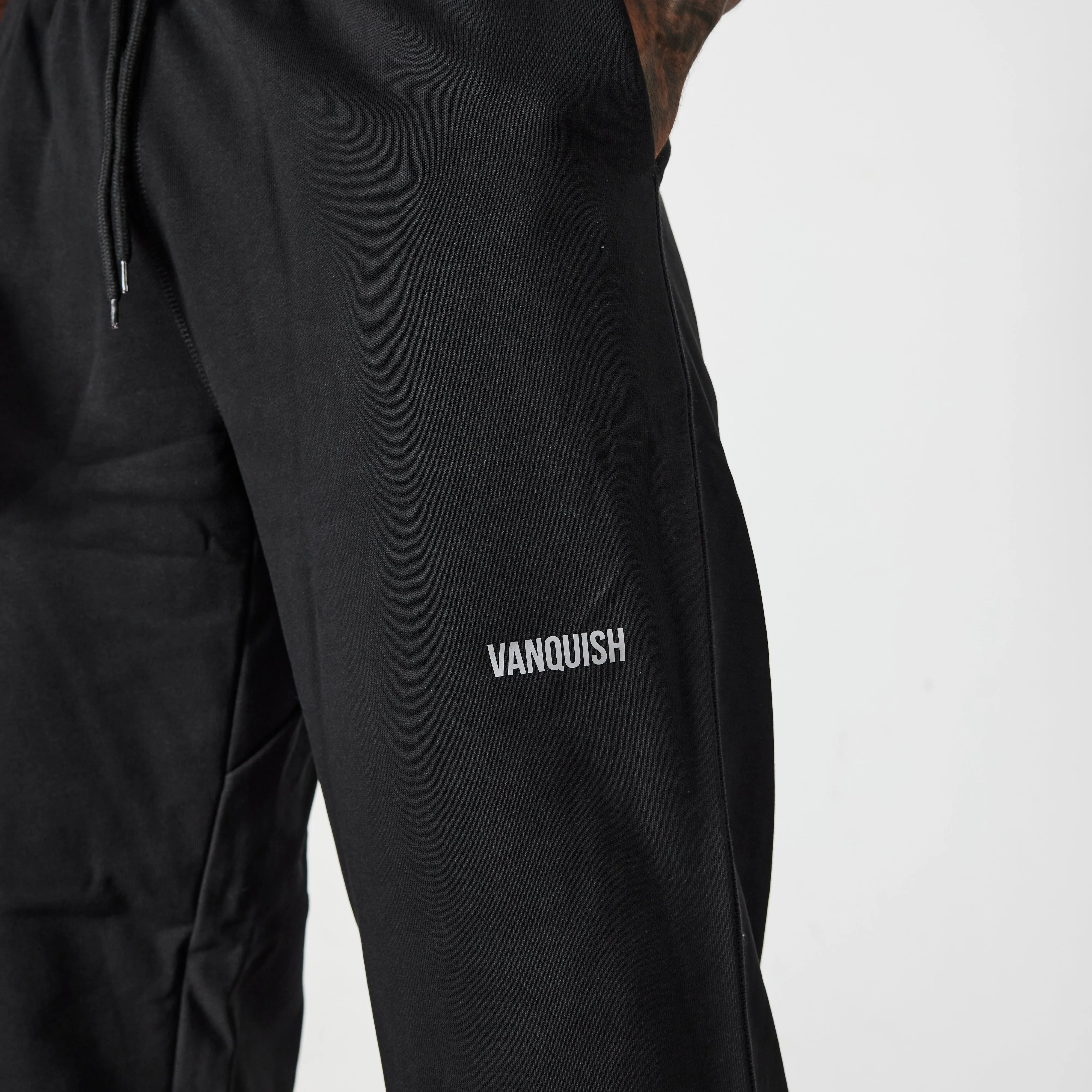 Vanquish Essential Black Oversized Sweatpants ElasticWaist Ripstop Texture