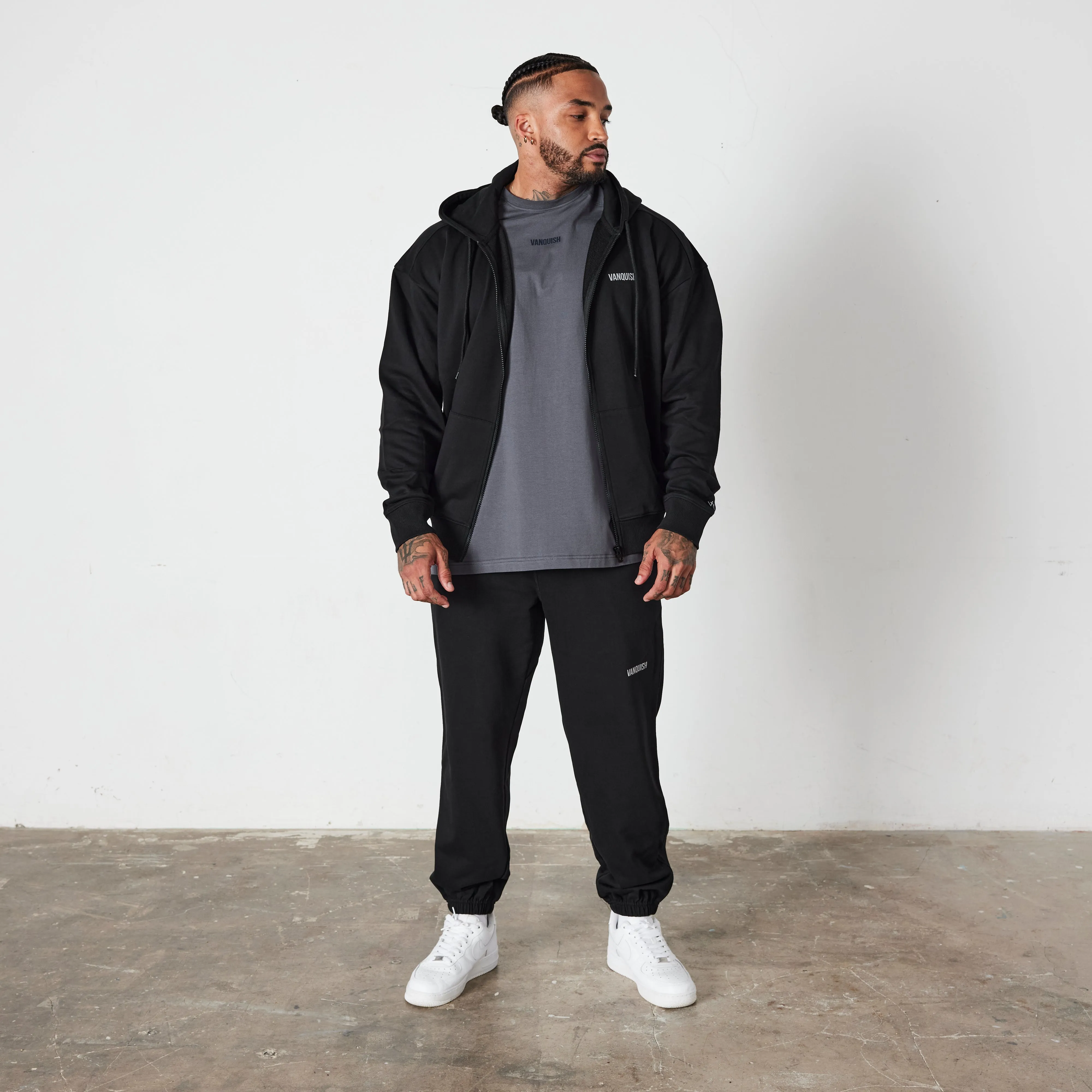 Anti Pilling Textile Vanquish Essential Black Oversized Sweatpants