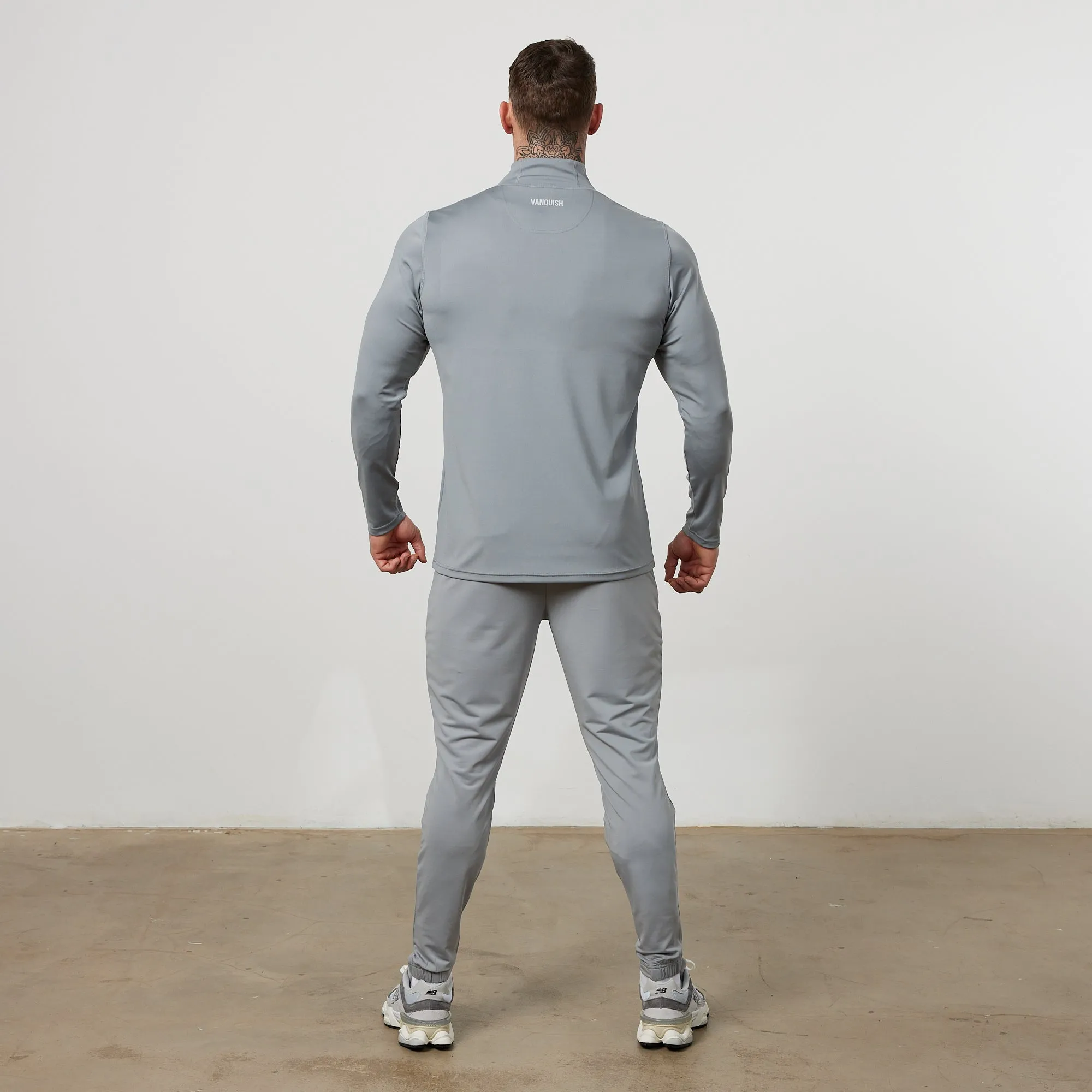 Vanquish Essential Steel Grey Performance 1/4 Zip Top Drawcord Hem Thermal Insulation Layer