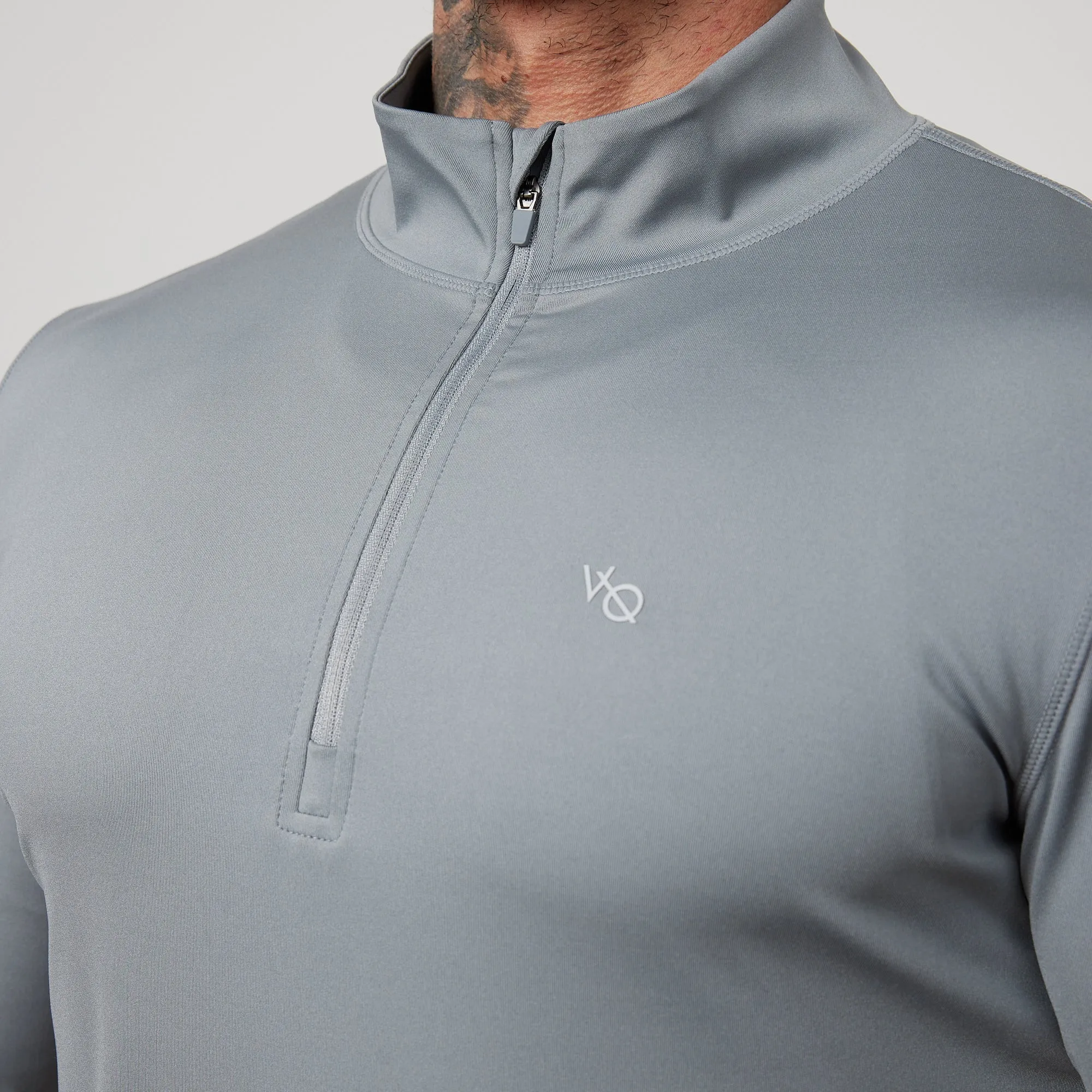 Anti Pilling Treatment Triple Stitched Seams Vanquish Essential Steel Grey Performance 1/4 Zip Top