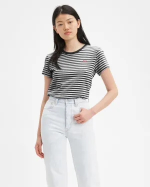 Levi's? Womens Perfect Tee - Raita Stripe / Caviar Fit Ready Minimalist Style Family Style Comfy