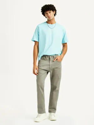 Men's 505 Grey Overdyed Straight Fit Mid Rise Jeans UltraSoft Lining Easy Match