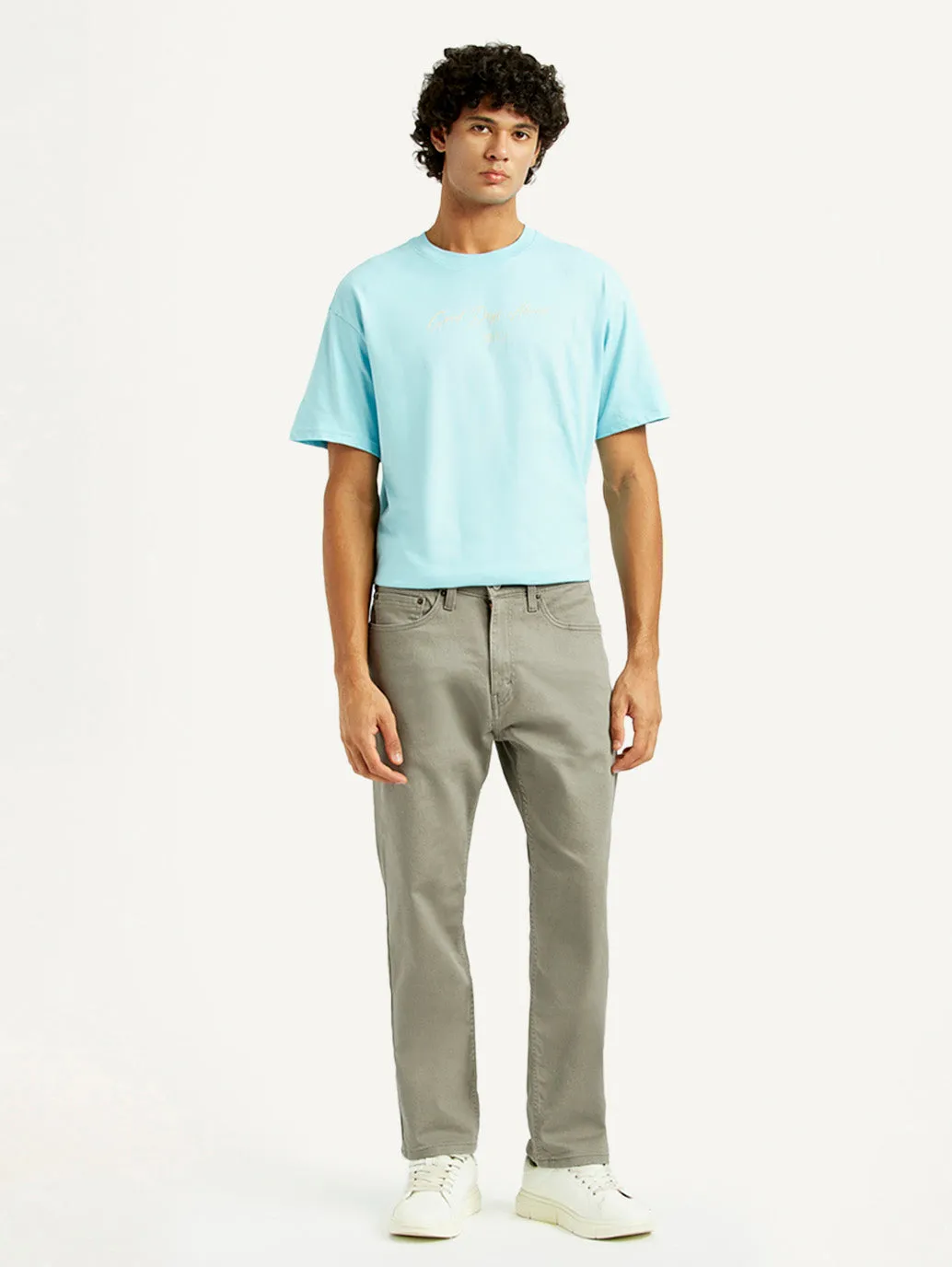 Garment Dyed Texture Men's 505 Grey Overdyed Straight Fit Mid Rise Jeans