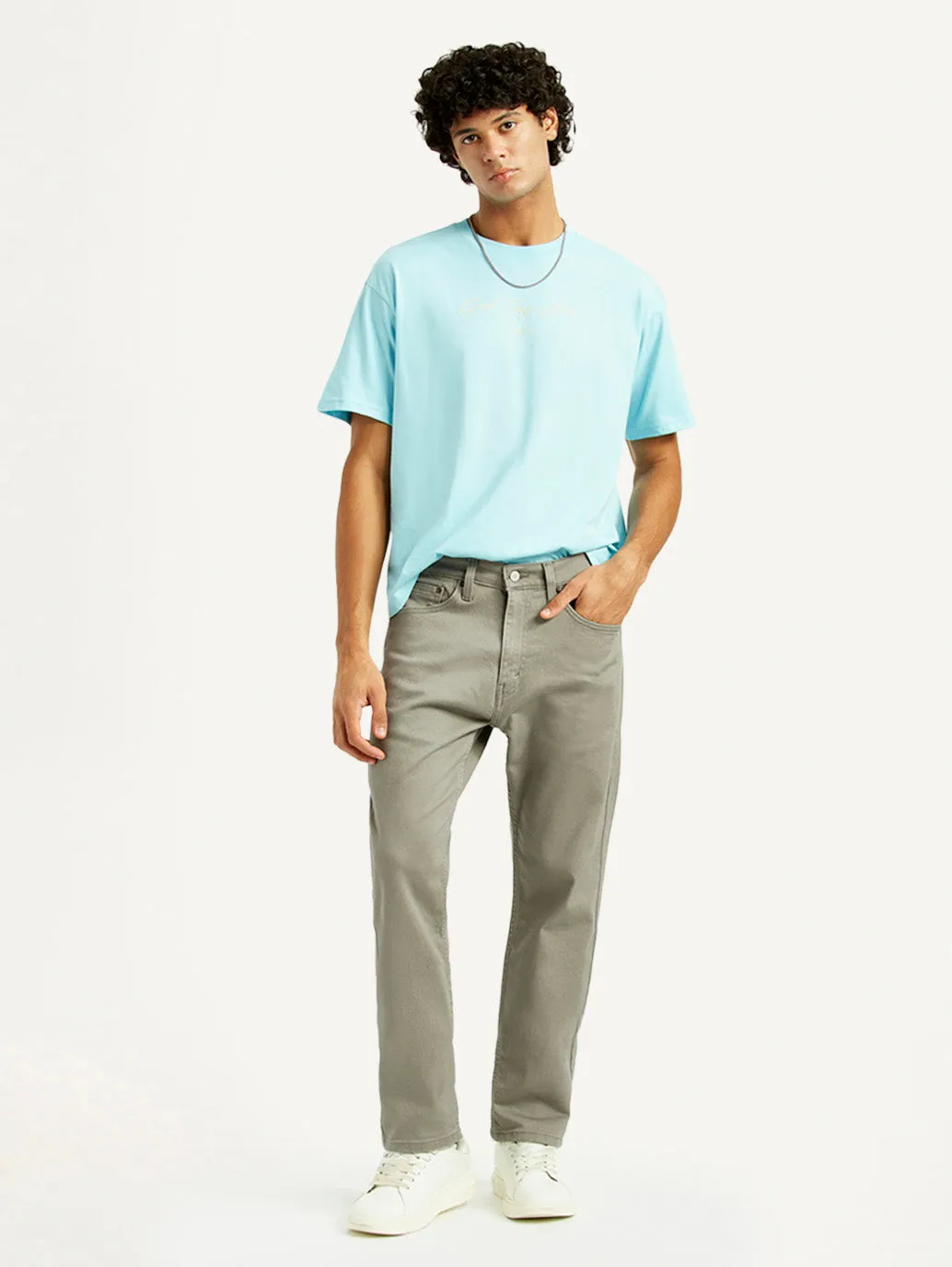 Men's 505 Grey Overdyed Straight Fit Mid Rise Jeans UltraSoft Lining Easy Match