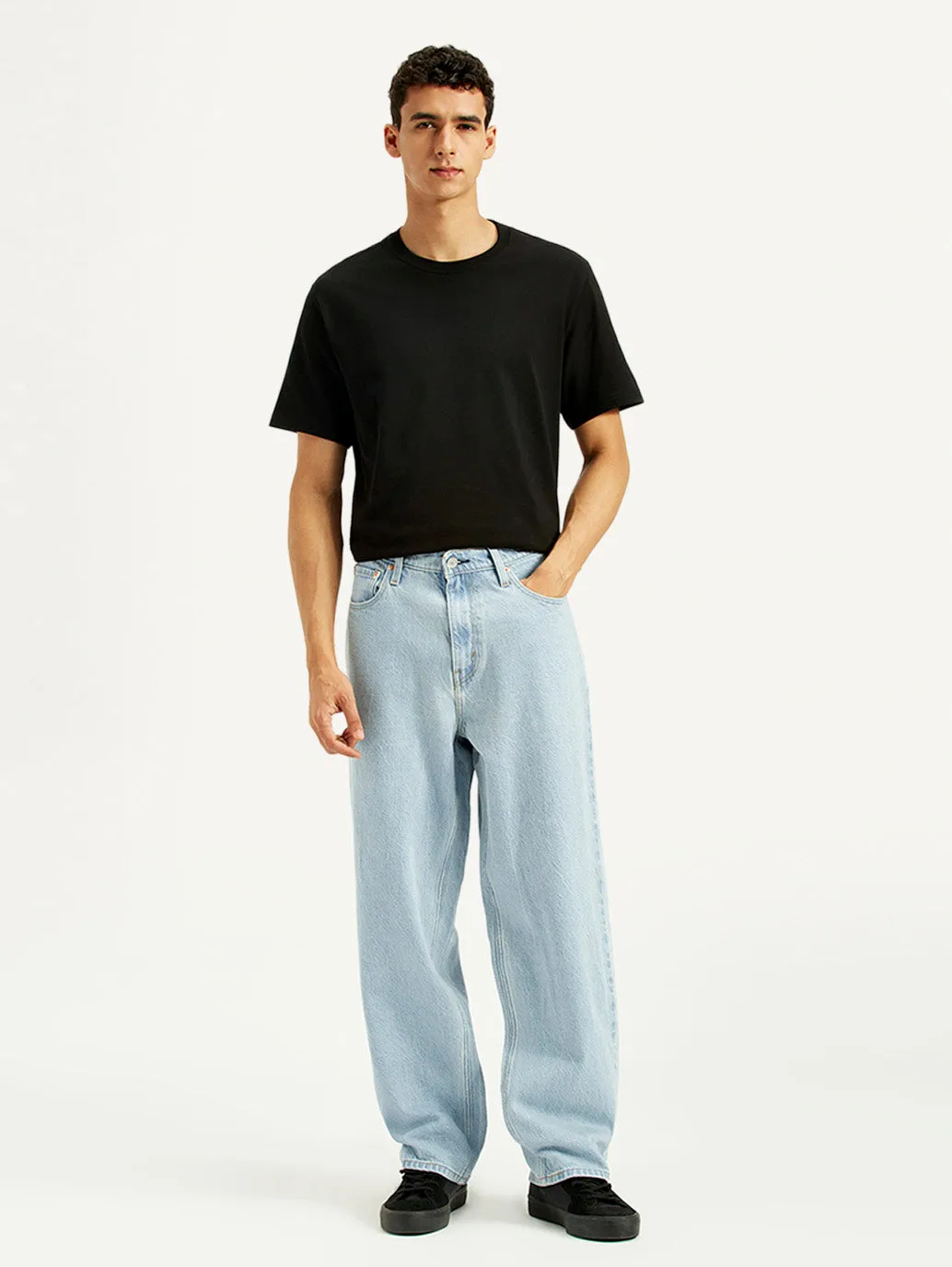 Travel Outfit Street Fashion Creative Look Formal City Walk Party Look Men's 578 Light Indigo Loose Fit Mid Rise Jeans