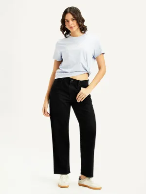 Straight Leg Design Women's 94 Black Baggy Fit High Rise Jeans