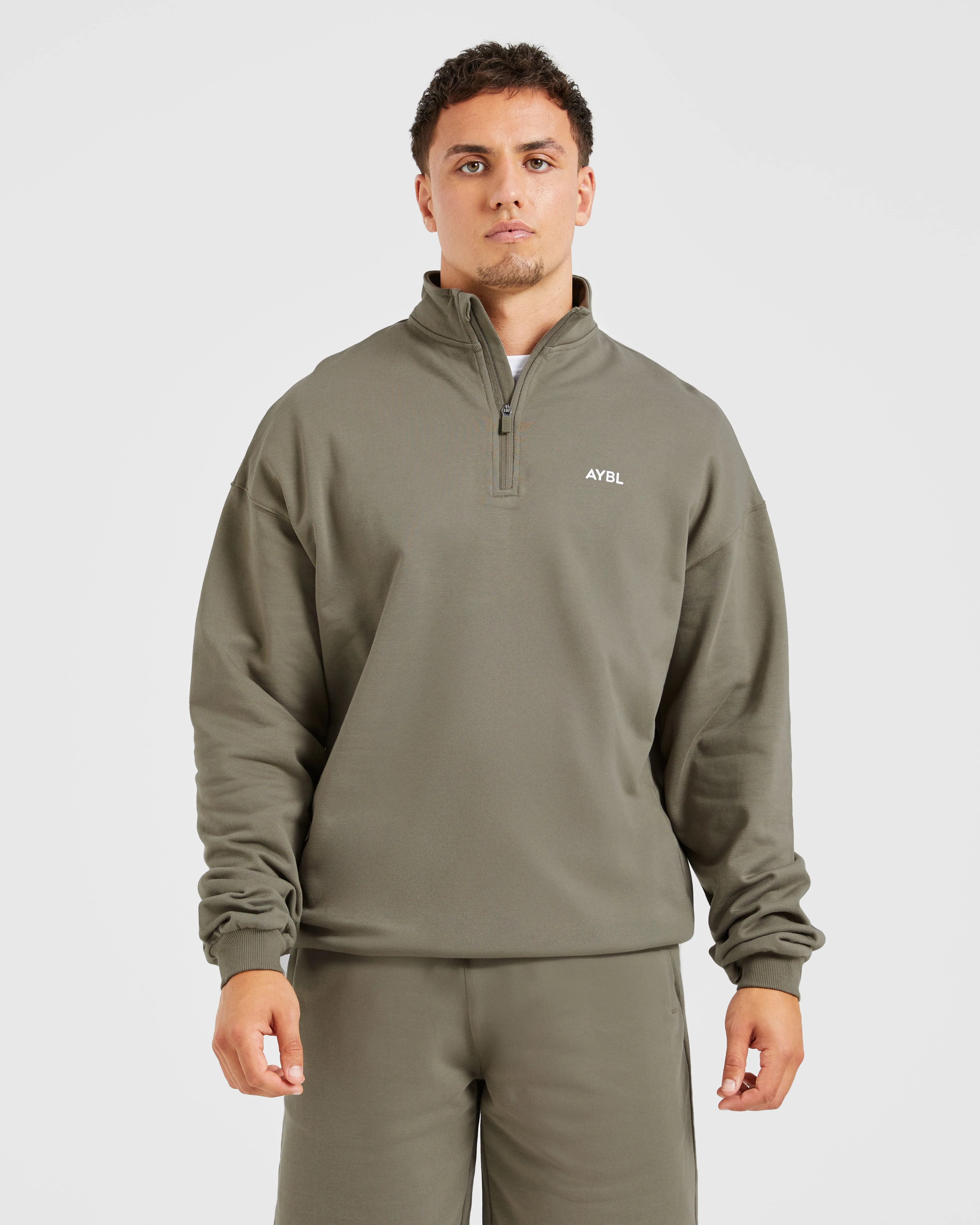Rebound 1/4 Zip Pullover - Dusky Olive Beachwear Daily Comfort