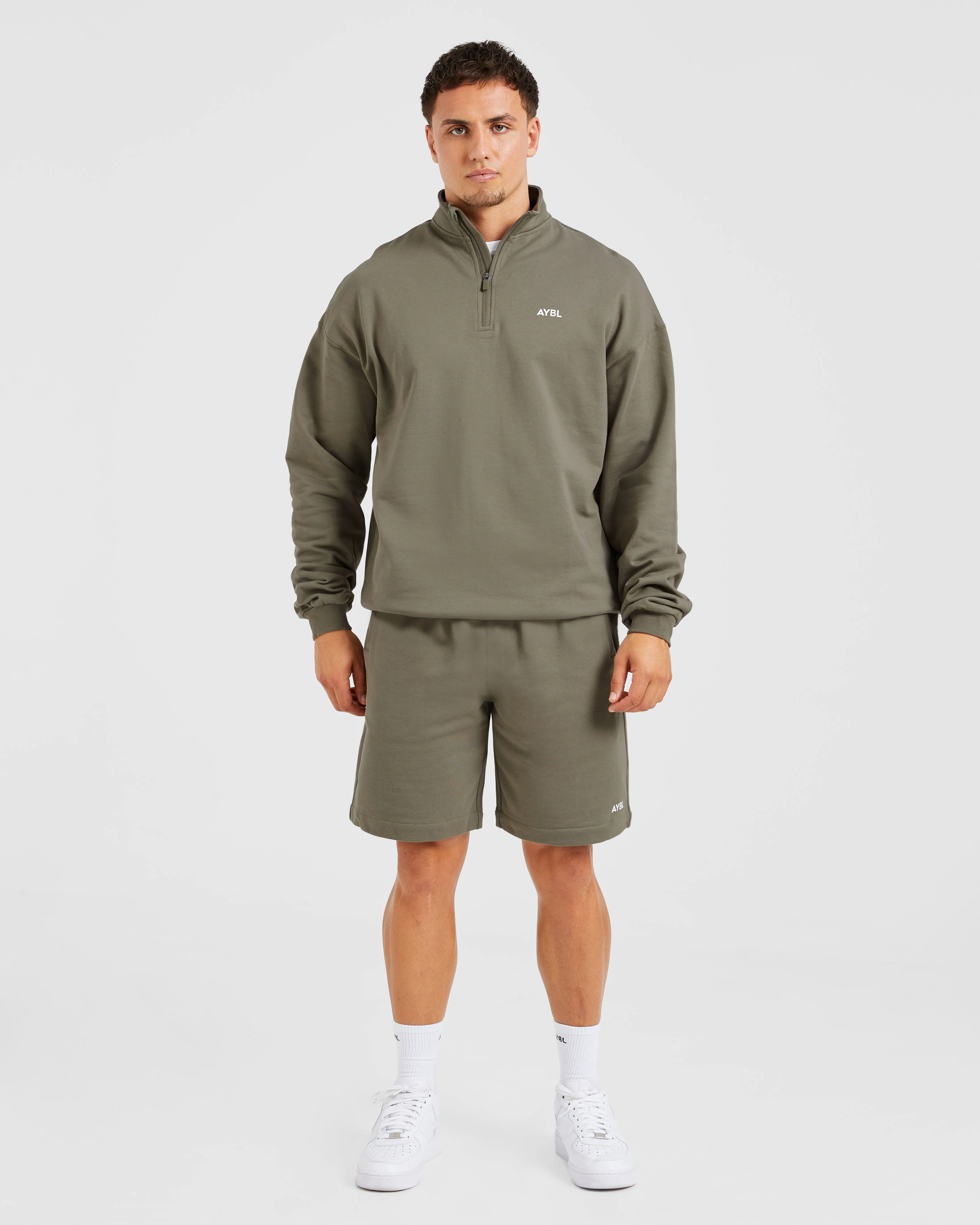 Rebound 1/4 Zip Pullover - Dusky Olive Neutral Color