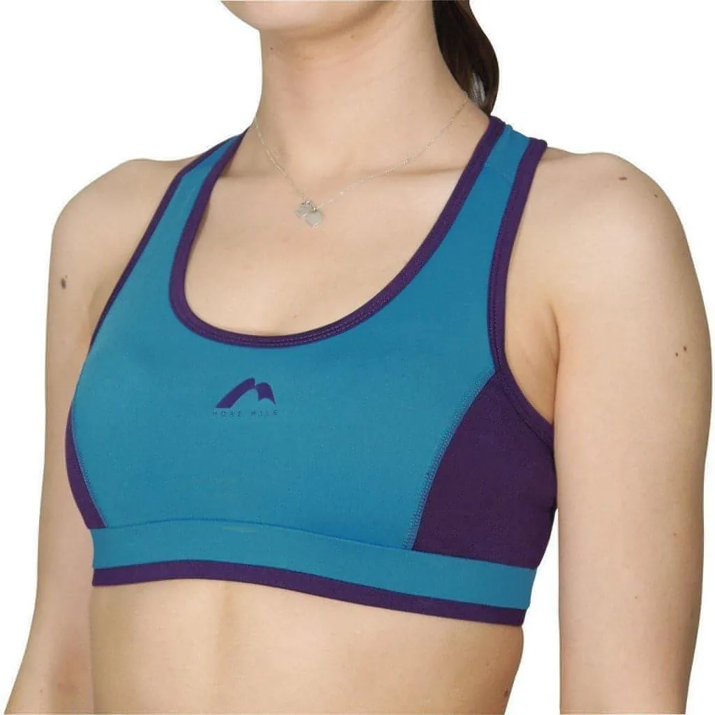 Large More Mile Prime Womens Running Crop Top - Blue