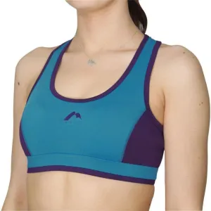 More Mile Prime Womens Running Crop Top - Blue Crossback seams