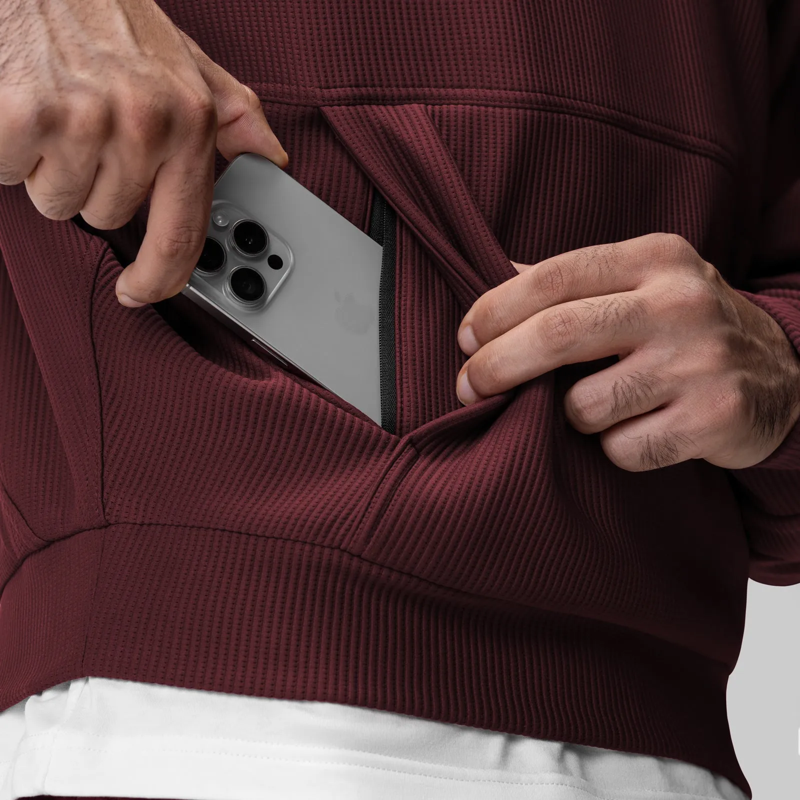High Neck Leisure Apparel 1019. Deltapeak? Oversized Hoodie - Crimson