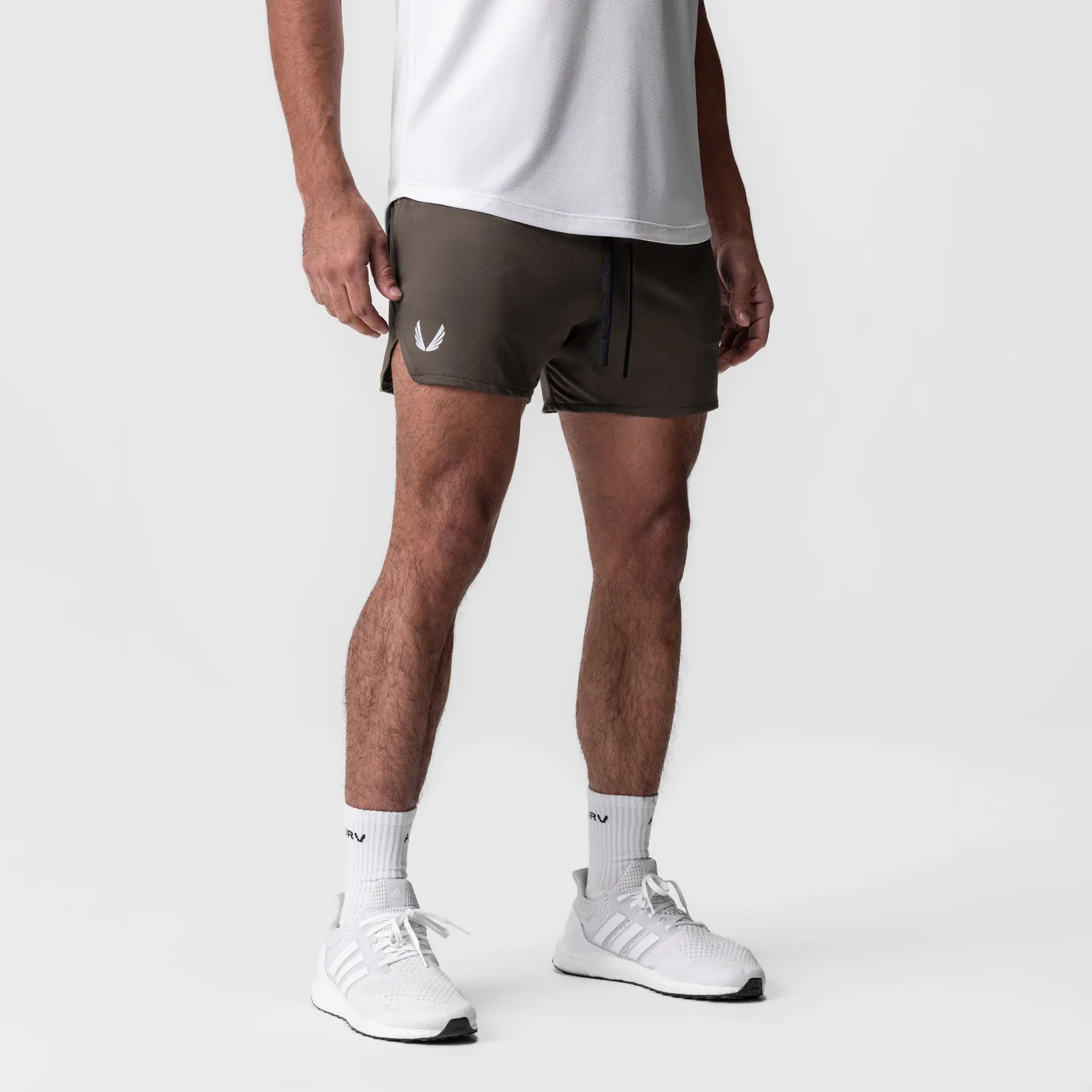 Stretchy Hemline 0993. AeroSilver? 5" Linerless Short - Deep Taupe