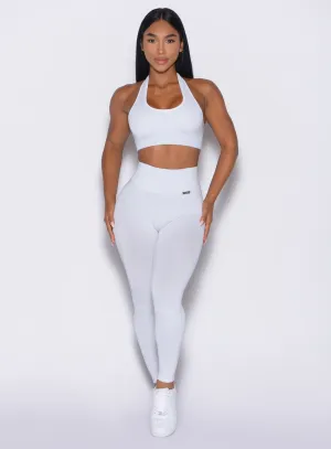 Eco Friendly Gym Workout Rib Knit Beginner Level Shimmer V Back Leggings