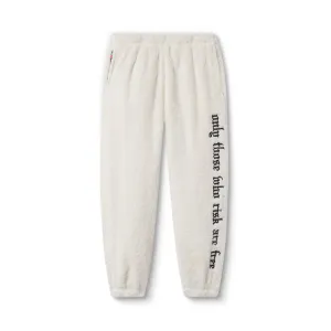 OdorResistantTreatment BreathableFabric 1008. Womens Sherpa Recovery Sweats - Ivory Cream/Black Relaxed Style