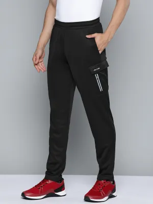 Alcis Men Black Solid Slim Fit Track Pants Flat Lock Seams