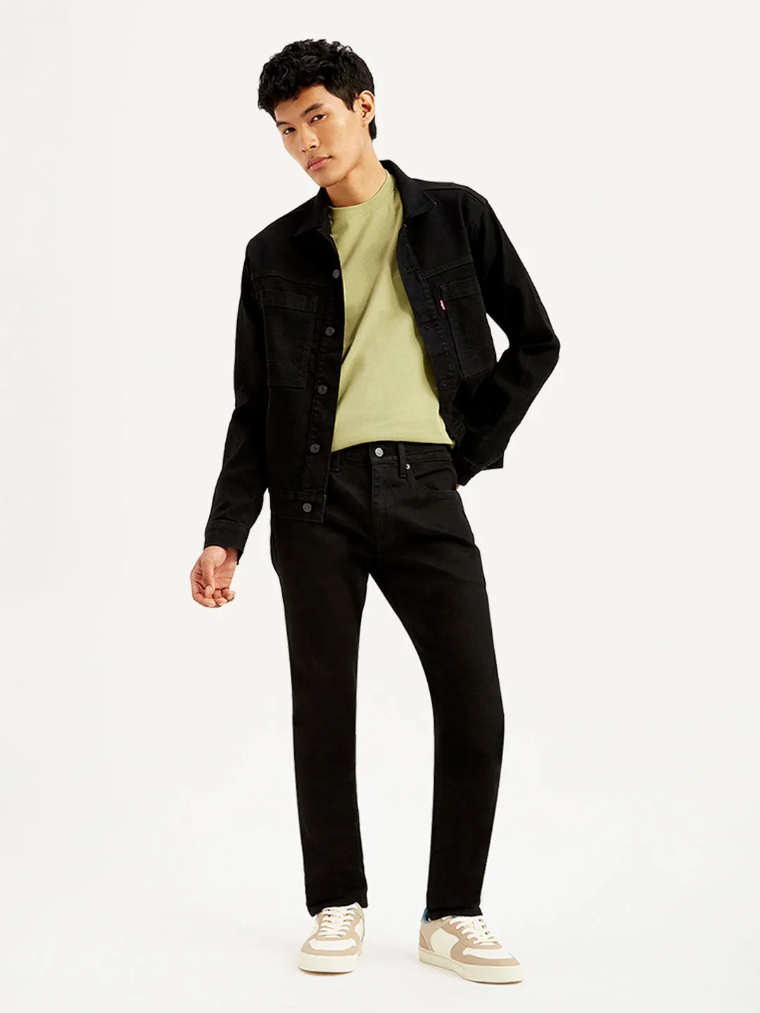 Men's 512 Black Slim Tapered Fit Mid Rise Selvedge Jeans Basic Fashion