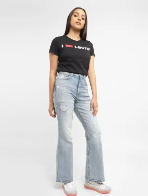 Bold Road Trip Women's 70s Blue Flared Fit High Rise Jeans