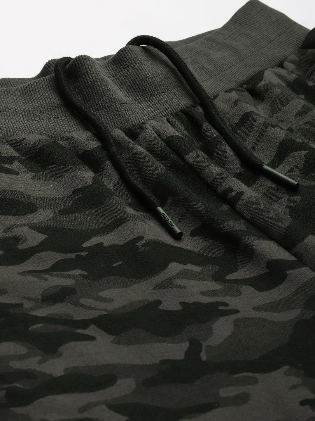 Flexible Fit Alcis Men Olive Green Camouflage Printed Joggers