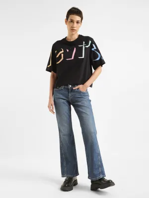 Quality Wear Road Trip Casual Friday Home Comfort Women's Blue Naughties Bootcut Fit High Rise Jeans