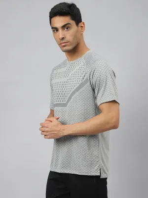 Alcis Men Light Grey Heather Anti-Static Slim-Fit Round Neck Distance Running T-Shirt ElasticWaistband