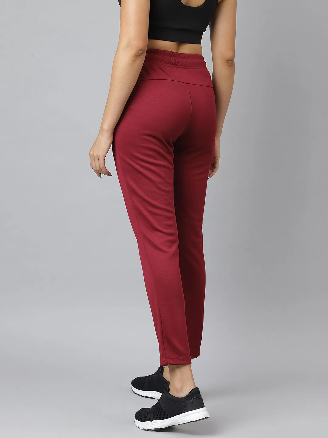 Alcis Women Red Plum Anti-Static Soft-Touch Slim-Fit Training Track Pants Anti Static Finish StaticDissipative