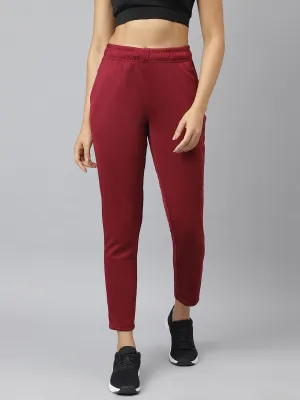 Alcis Women Red Plum Anti-Static Soft-Touch Slim-Fit Training Track Pants RipstopFabric Dynamic Motion