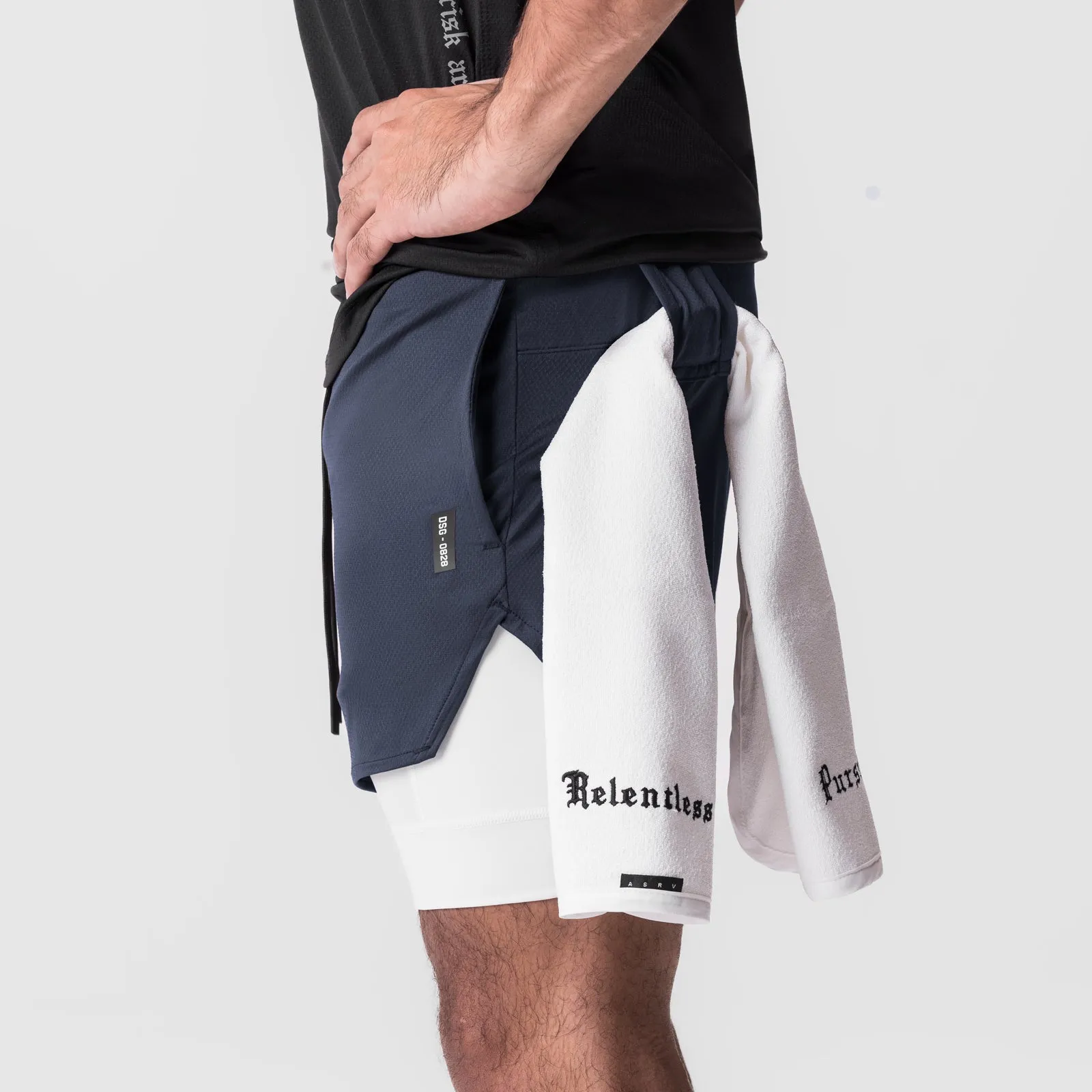 0828. AeroSilver? 5" Liner Short - Navy "Wings"/White Active Wear Shorts UV protection layer