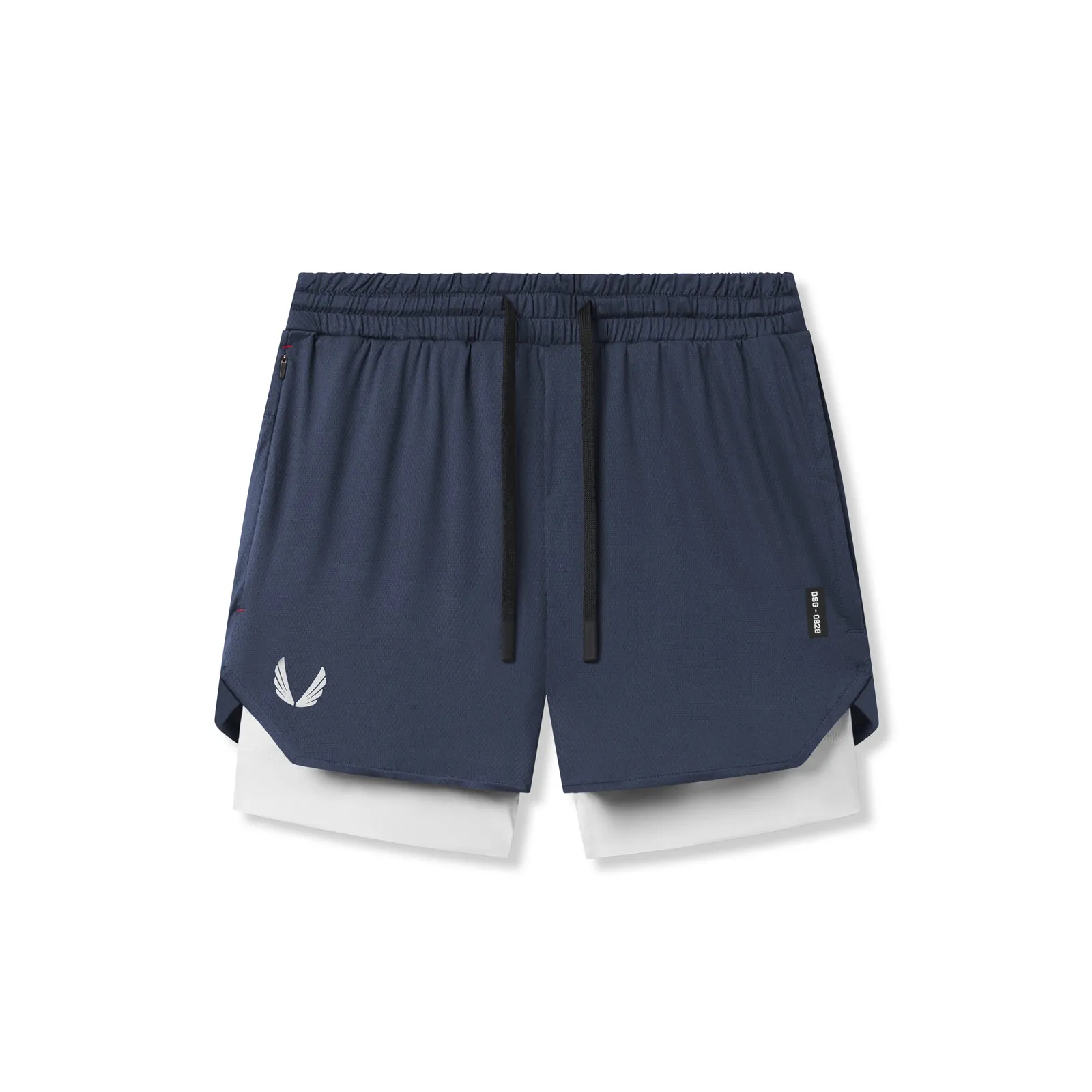 Gym Wear 0828. AeroSilver? 5" Liner Short - Navy "Wings"/White