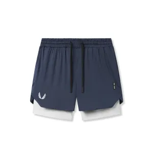 Gym Wear 0828. AeroSilver? 5" Liner Short - Navy "Wings"/White