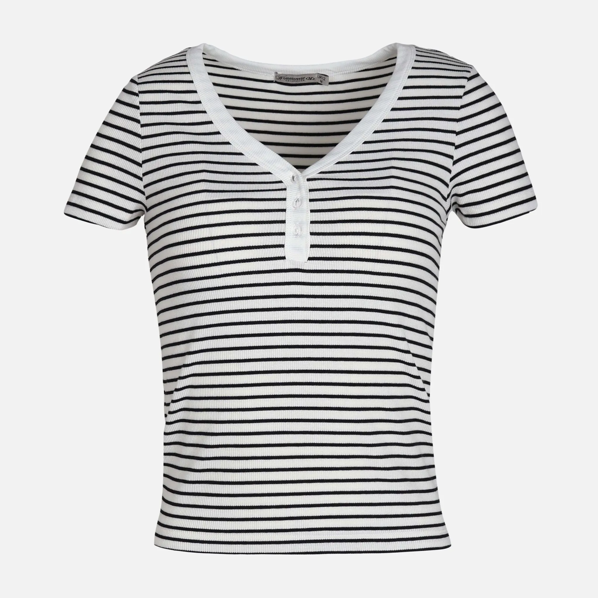 WOMEN RIB BUTTONED STRIPED TEE QuickEvaporation London Edge