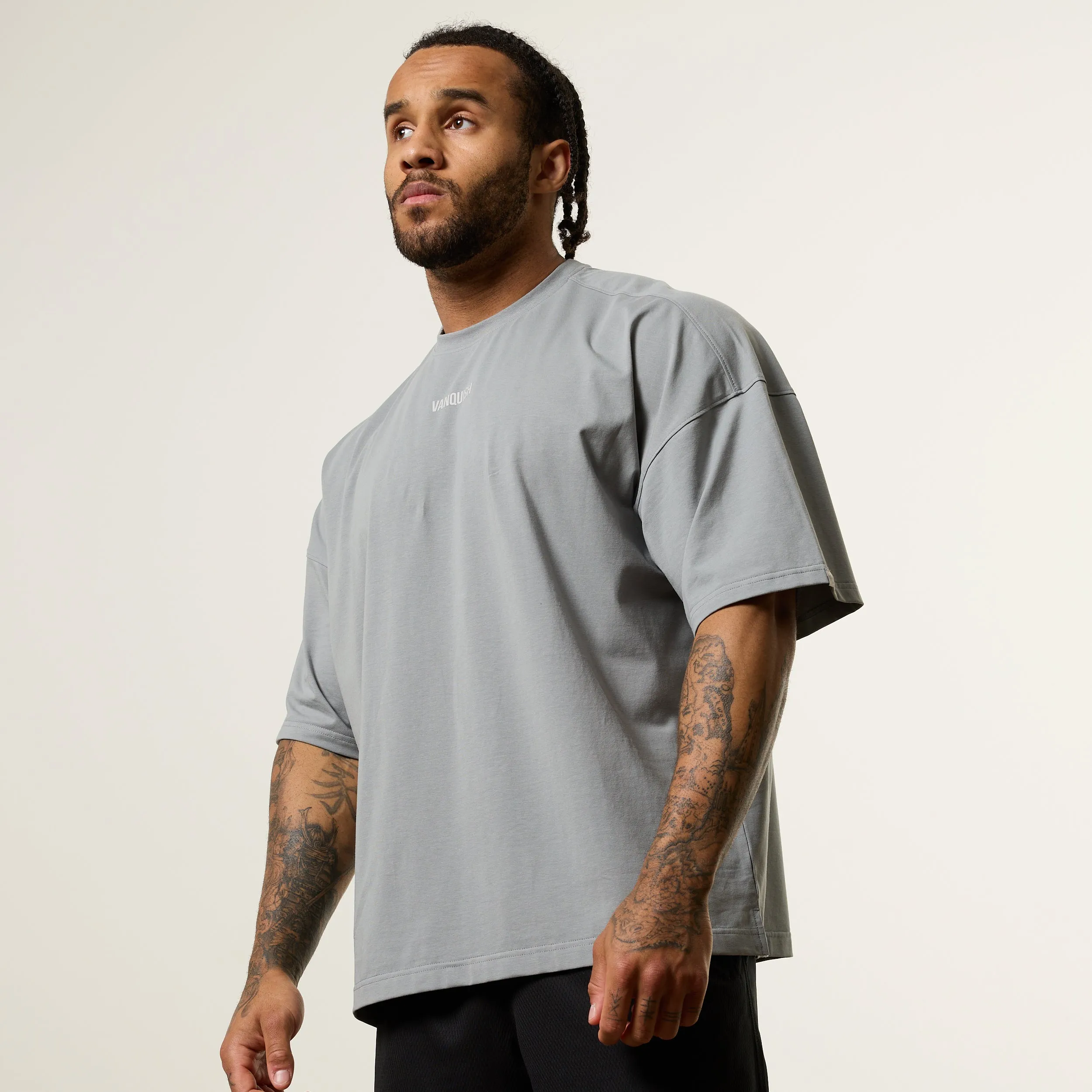 Relaxed Outfit Vanquish Essential V2 Steel Grey Oversized Boxy T Shirt