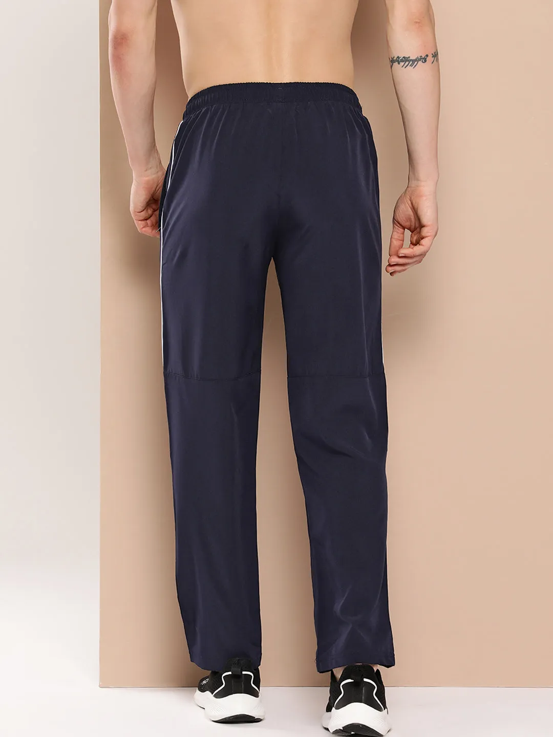 Structured fabric Flared bottom Imitable Relaxed Trackpants