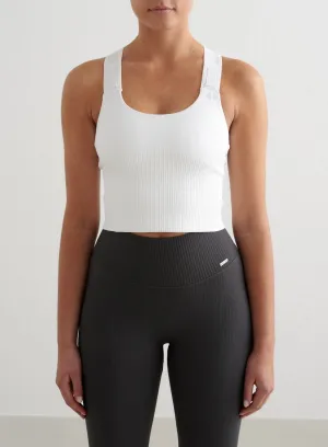 White Ribbed Seamless High Support Bralette Layer Lightness