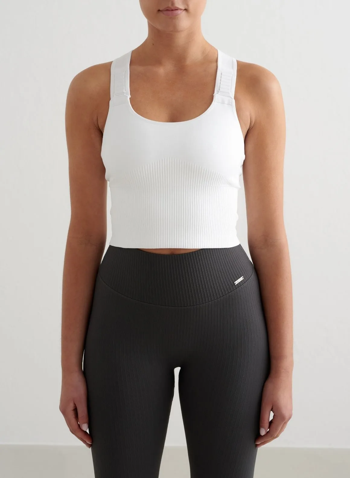 White Ribbed Seamless High Support Bralette Layer Lightness