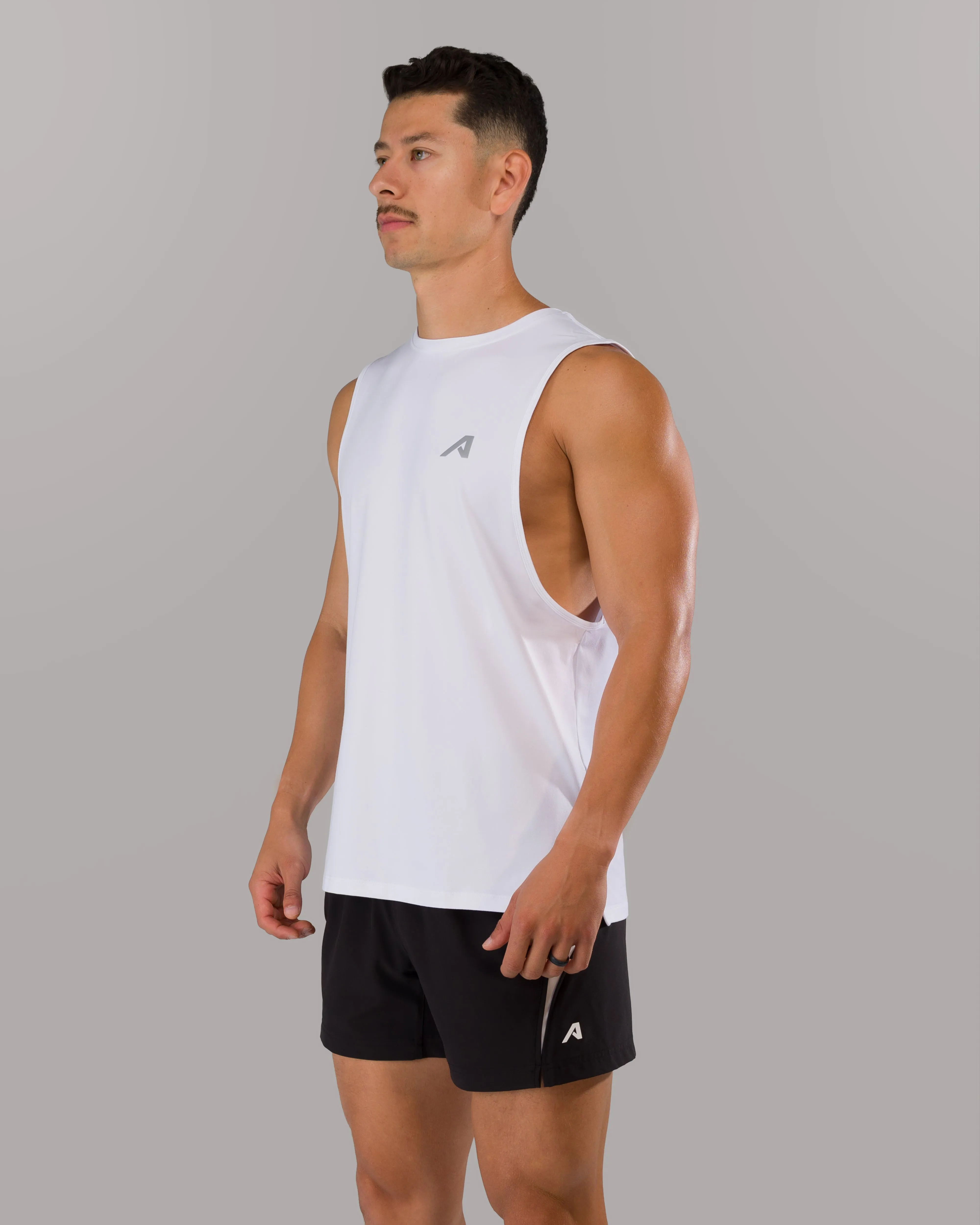 Adapt Cutoff - White Moisture Control Fabric Ergonomic Armhole Shape