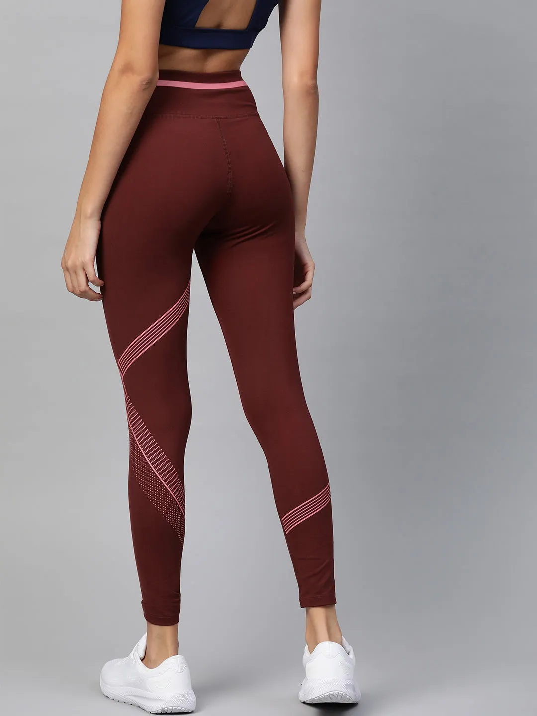 Squat Proof Morning Stretch For Teens Shape Retain Alcis Women Maroon Printed Detail Cropped Tights