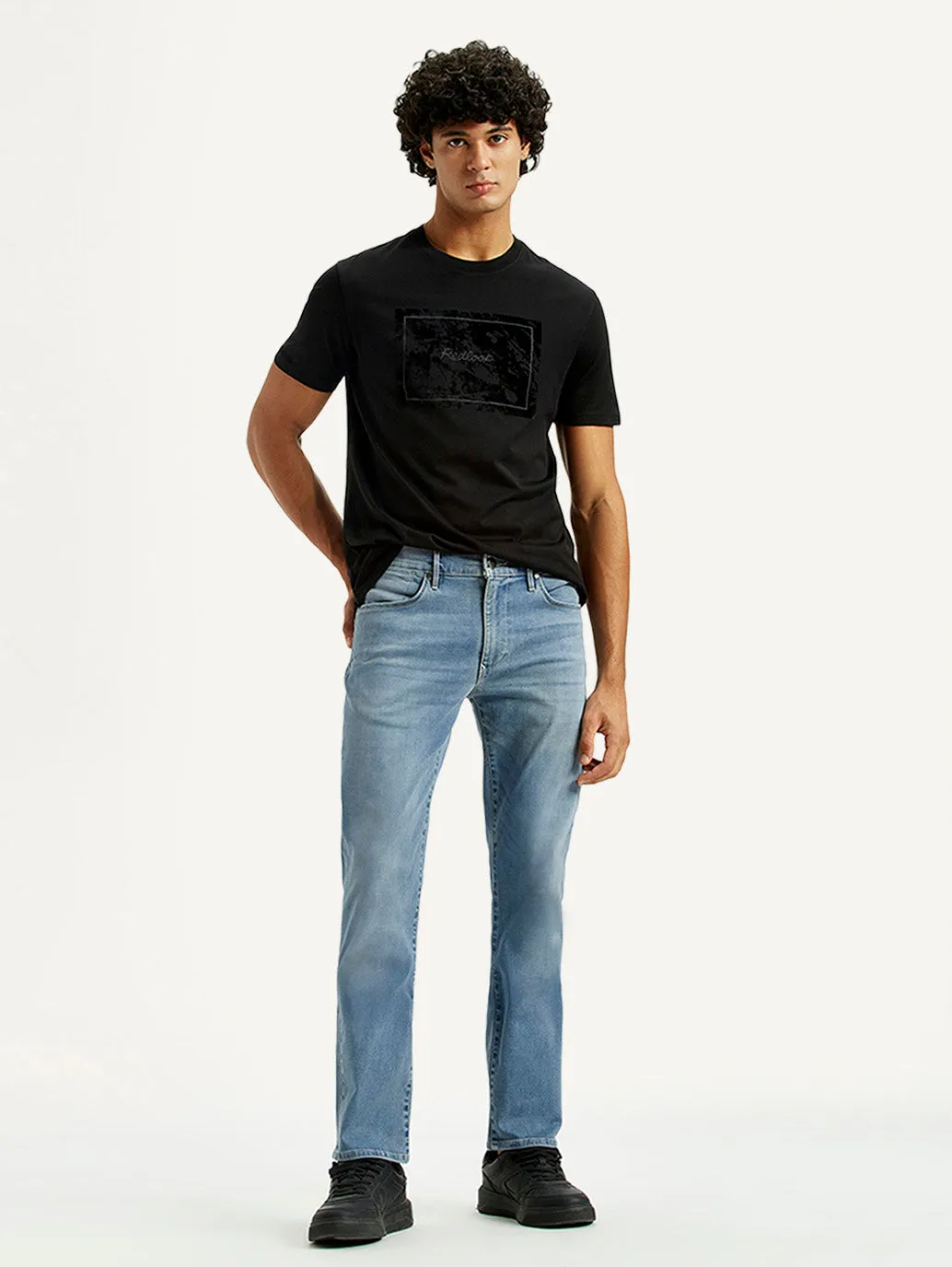Men's Redloop 511 Dark Indigo Slim Fit Mid Rise Jeans Affordable Autumn Days Breathable Daily Look