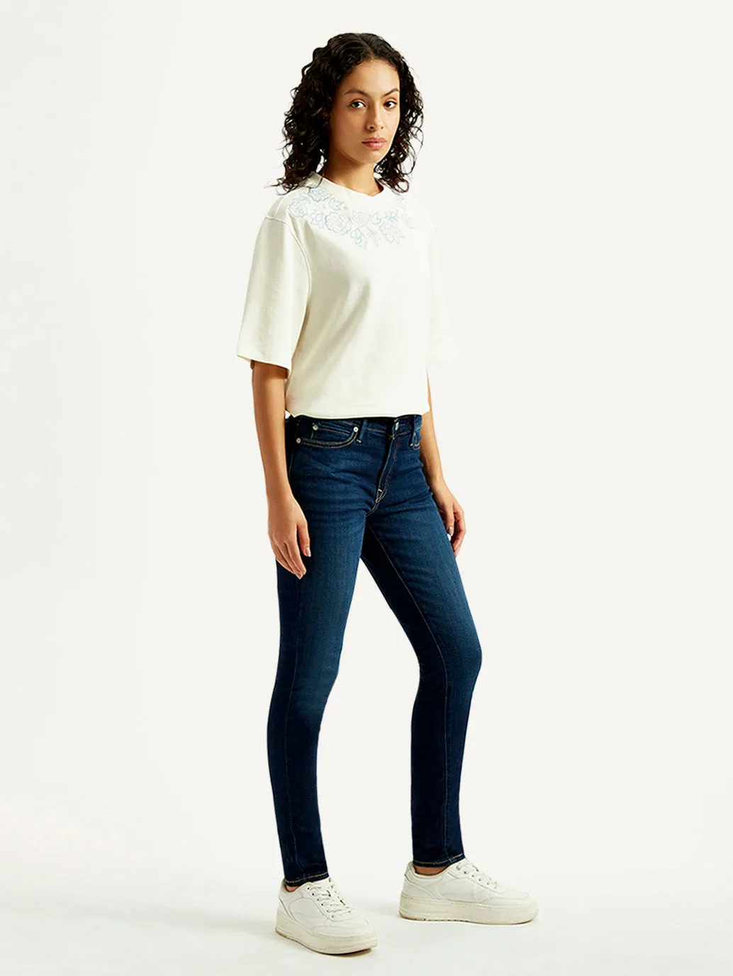 Move With Ease Women's 711 Dark Blue Skinny Fit Mid Rise Jeans