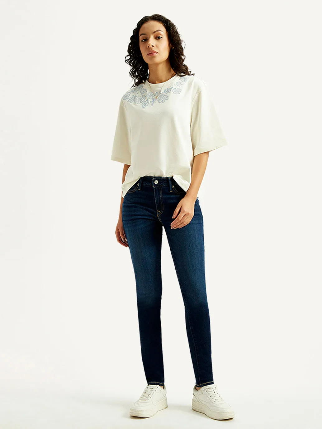 Relaxed Feel Women's 711 Dark Blue Skinny Fit Mid Rise Jeans