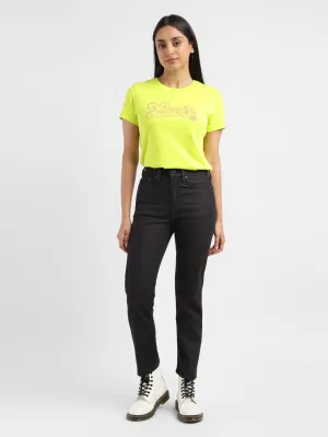Women's Black Wedgie Straight Fit Mid Rise Jeans Anti Static Material Blend