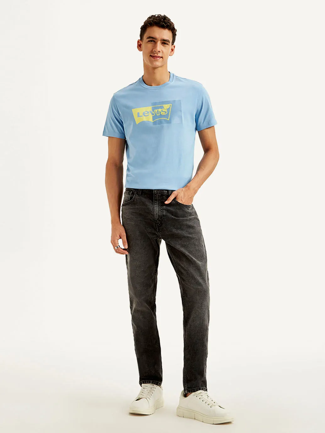 Crisp Look Men's 512 Charcoal Grey Slim Tapered Fit Mid Rise Jeans