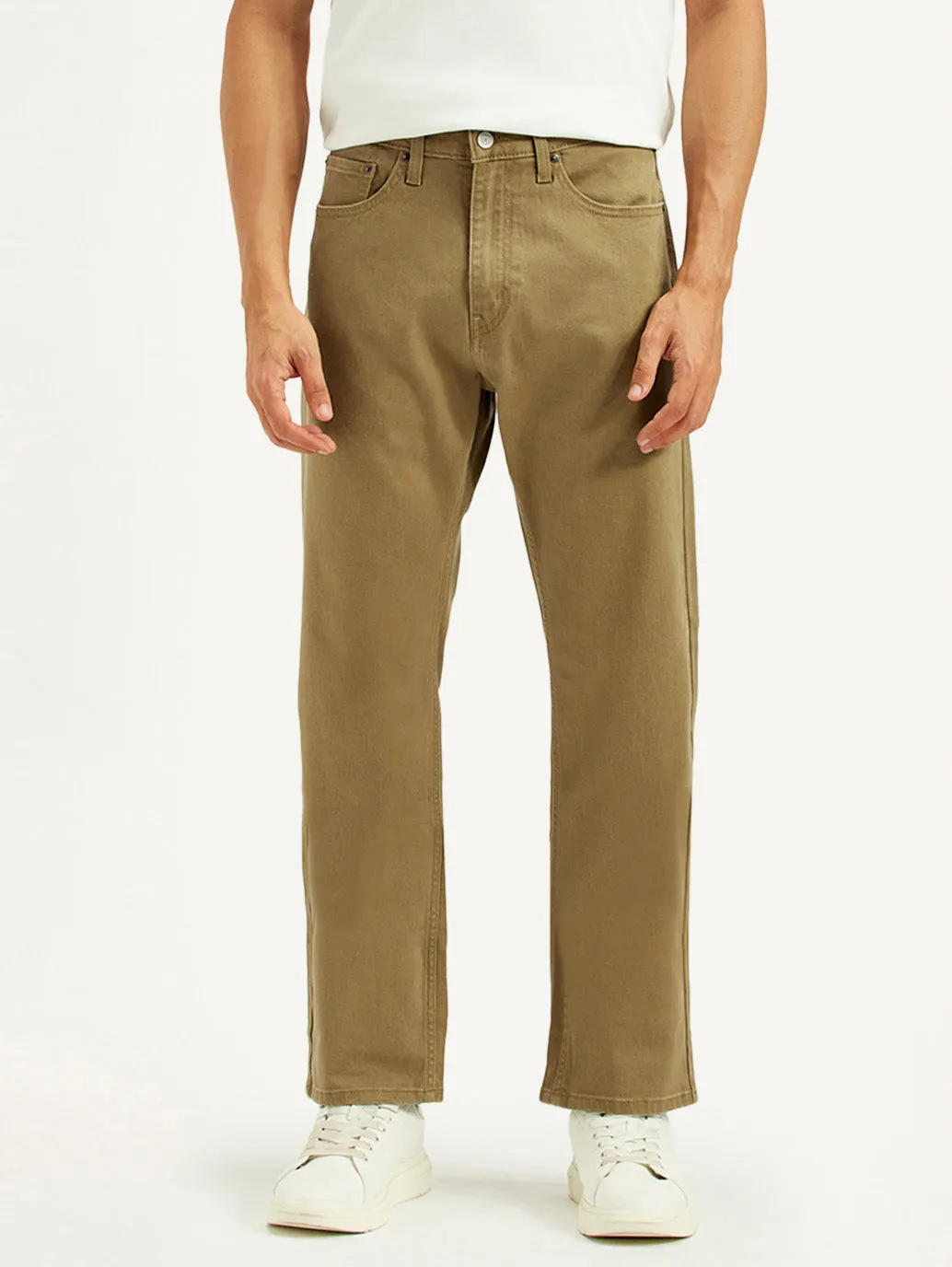 Men's 505 Khaki Overdyed Straight Fit Mid Rise Jeans Stretch Enhanced Mobility Breathable Classic Wear Eco Friendly
