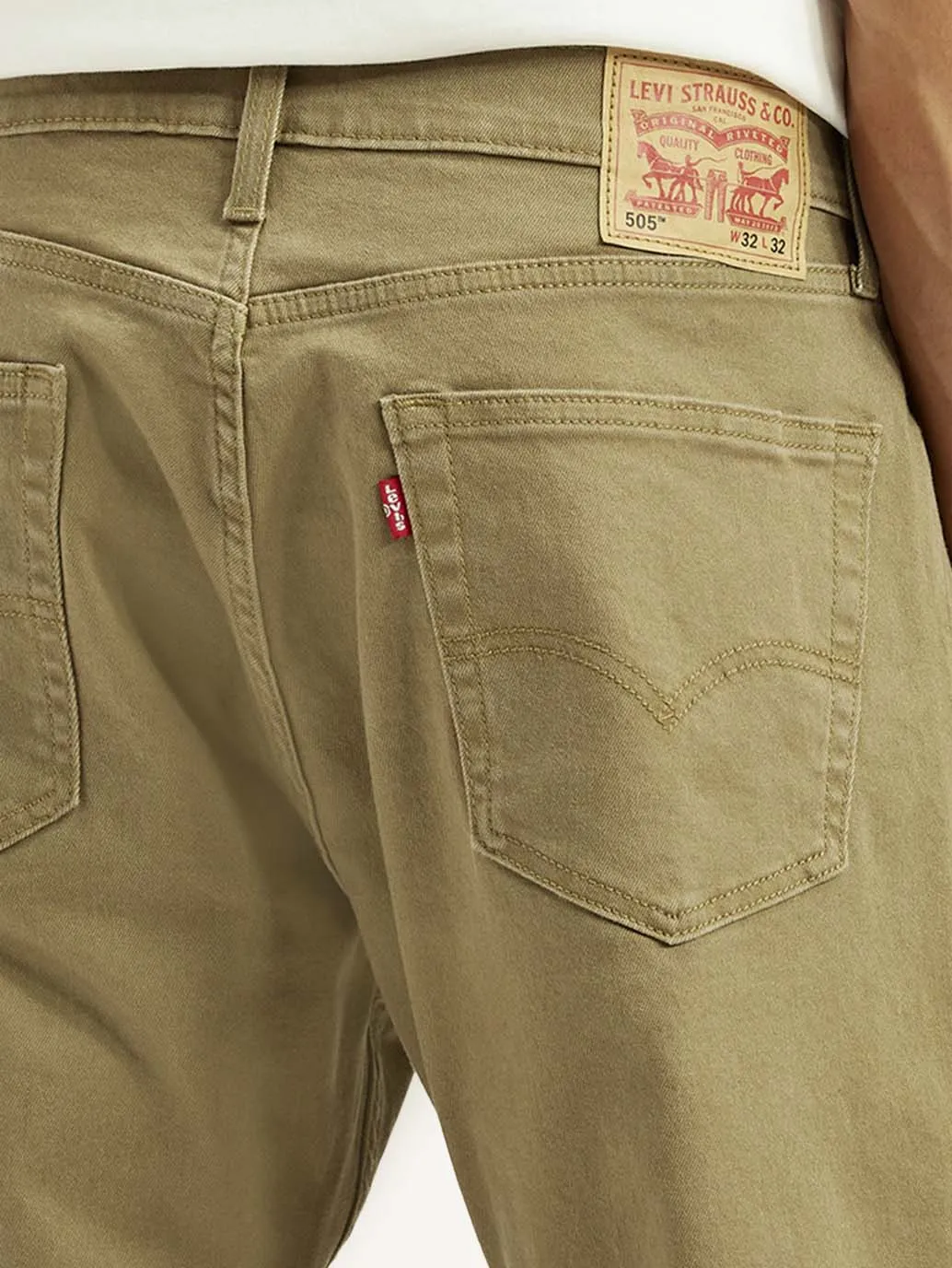 Men's 505 Khaki Overdyed Straight Fit Mid Rise Jeans Multi Pocket Utility Daytime Look