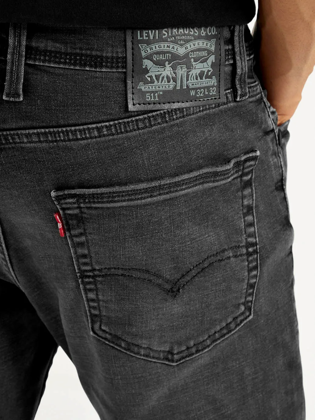 Softened Texture Men's 511 Charcoal Grey Slim Fit Mid Rise Jeans