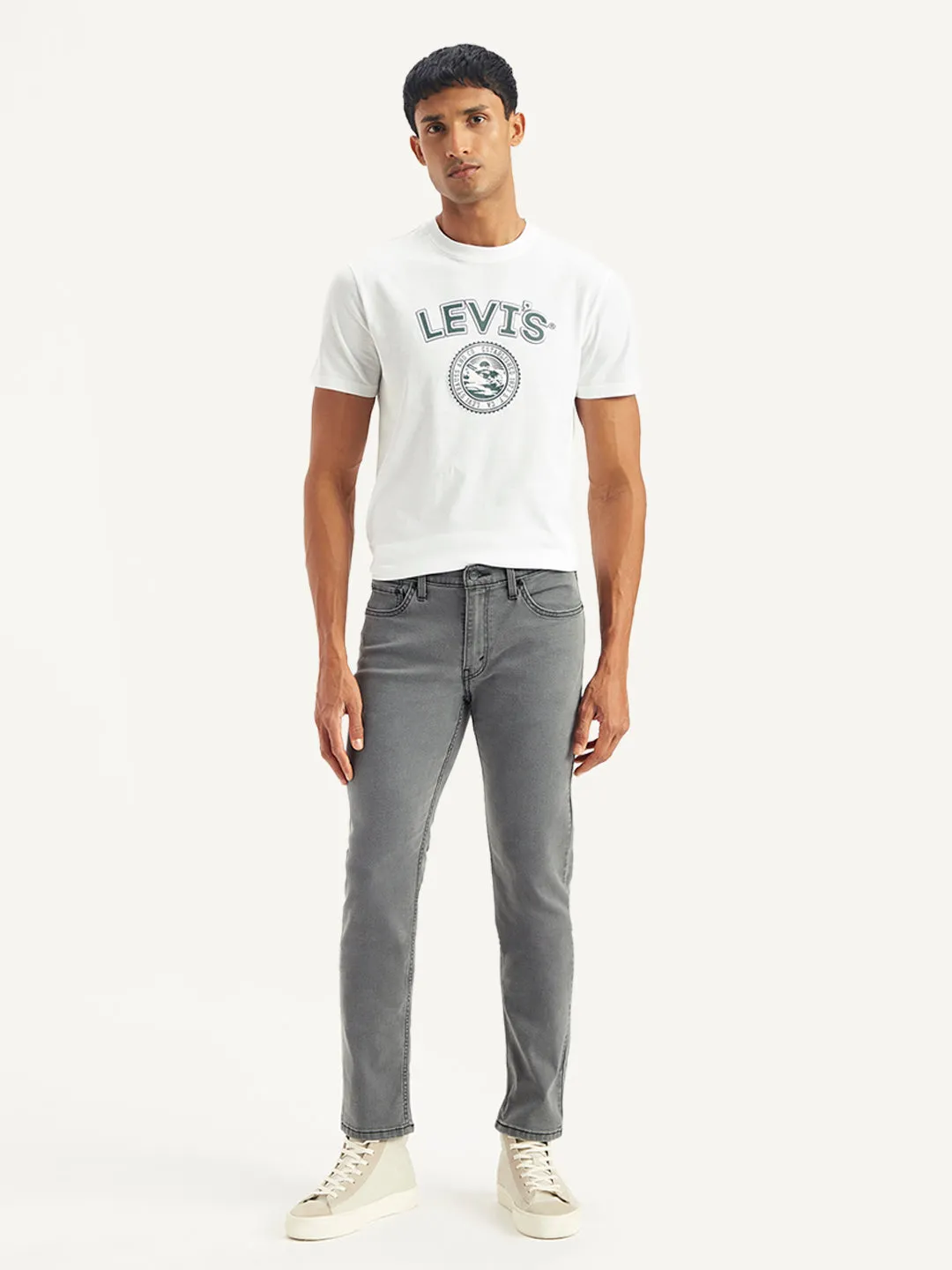 Men's 511 Light Grey Slim Fit Mid Rise Jeans Sustainable Evening Stroll Casual Plain Favorite