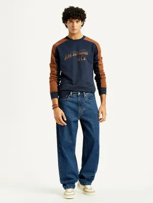 Chill Friendly Men's 568 Med Indigo Loose Fit Mid Rise Jeans