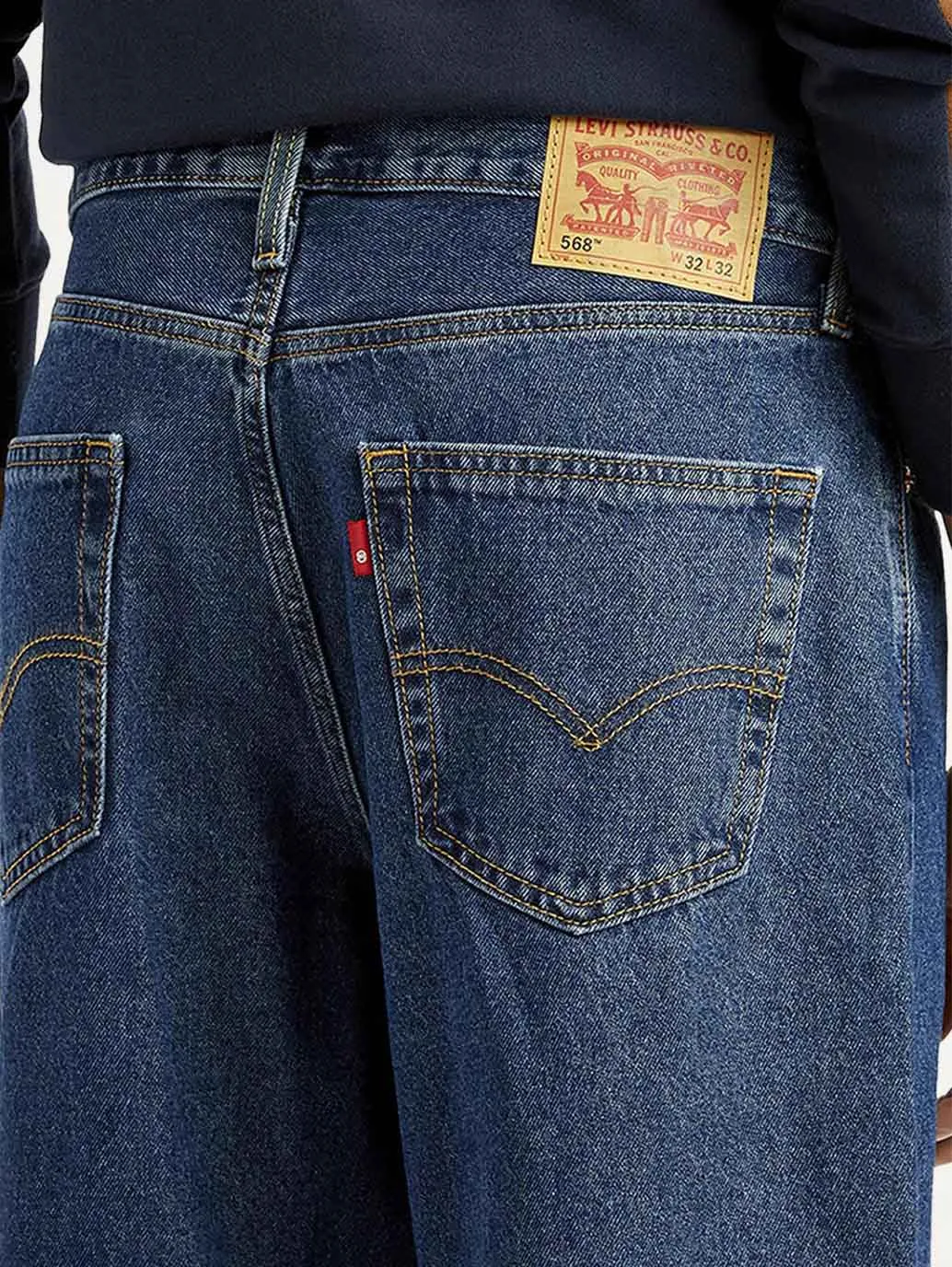 Men's 568 Med Indigo Loose Fit Mid Rise Jeans Anti Odor Fabric Treatment