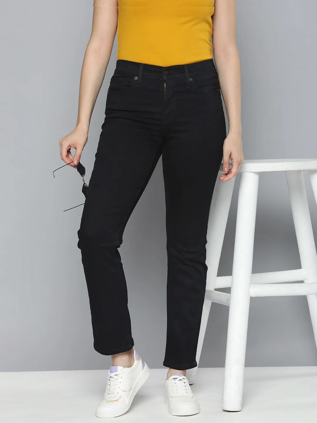 Elegant Adult Fashion Women's 314 Black Straight Fit High Rise Jeans